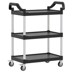 vidaXL 3-Tier Trolley Serving Cart Kitchen Storage Serving Trolley Aluminium - black, 81 x 41 x 92 cm