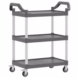 vidaXL 3-Tier Trolley Serving Cart Kitchen Storage Serving Trolley Aluminium - grey, 81 x 41 x 92 cm