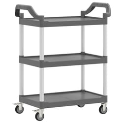 vidaXL 3-Tier Trolley Serving Cart Kitchen Storage Serving Trolley Aluminium - grey, 81 x 41 x 92 cm