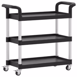 vidaXL 3-Tier Trolley Serving Cart Kitchen Storage Serving Trolley Aluminium - black, 77 x 34 x 72 cm