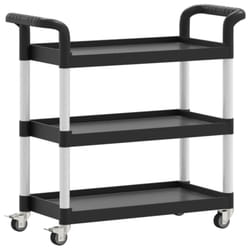 vidaXL 3-Tier Trolley Serving Cart Kitchen Storage Serving Trolley Aluminium - black, 77 x 34 x 72 cm