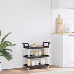 vidaXL 3-Tier Trolley Serving Cart Kitchen Storage Serving Trolley Aluminium - black, 77 x 34 x 72 cm