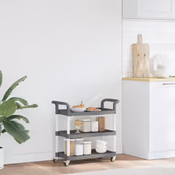 vidaXL 3-Tier Trolley Serving Cart Kitchen Storage Serving Trolley Aluminium - grey, 77 x 34 x 72 cm