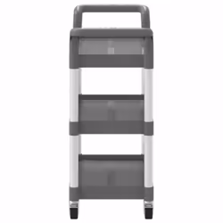 vidaXL 3-Tier Trolley Serving Cart Kitchen Storage Serving Trolley Aluminium - grey, 77 x 34 x 72 cm - Additional view 4