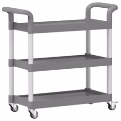 vidaXL 3-Tier Trolley Serving Cart Kitchen Storage Serving Trolley Aluminium - grey, 77 x 34 x 72 cm - Additional view 5
