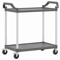 vidaXL 2-Tier Trolley Serving Cart Kitchen Storage Serving Trolley Aluminium - grey, 99 x 50 x 97 cm