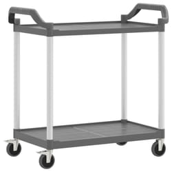 vidaXL 2-Tier Trolley Serving Cart Kitchen Storage Serving Trolley Aluminium - grey, 99 x 50 x 97 cm