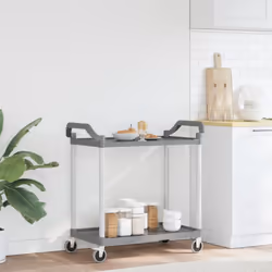 vidaXL 2-Tier Trolley Serving Cart Kitchen Storage Serving Trolley Aluminium - grey, 99 x 50 x 97 cm