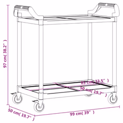 vidaXL 2-Tier Trolley Serving Cart Kitchen Storage Serving Trolley Aluminium - grey, 99 x 50 x 97 cm