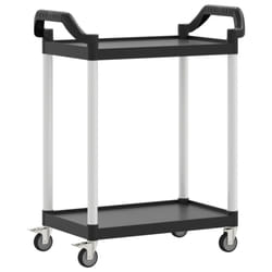 vidaXL 2-Tier Trolley Serving Cart Kitchen Storage Serving Trolley Aluminium - black, 81 x 41 x 92 cm