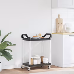 vidaXL 2-Tier Trolley Serving Cart Kitchen Storage Serving Trolley Aluminium - black, 81 x 41 x 92 cm