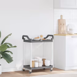 vidaXL 2-Tier Trolley Serving Cart Kitchen Storage Serving Trolley Aluminium - grey, 81 x 41 x 92 cm