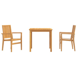 vidaXL Garden Dining Set Outdoor Table and Chairs Solid Wood Teak - 80 cm table length/ 2 piece