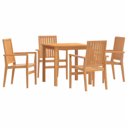 vidaXL Garden Dining Set Outdoor Table and Chairs Solid Wood Teak - 80 cm table length/ 4 piece