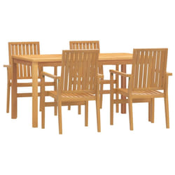 vidaXL Garden Dining Set Outdoor Table and Chairs Solid Wood Teak - 150 cm table length/ 4 piece