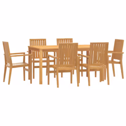 vidaXL Garden Dining Set Outdoor Table and Chairs Solid Wood Teak - 150 cm table length/ 6 piece