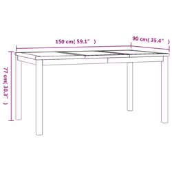 vidaXL Garden Dining Set Outdoor Table and Chairs Solid Wood Teak - 150 cm table length/ 6 piece
