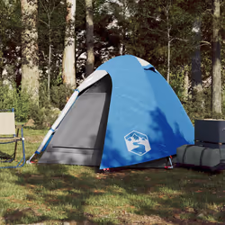 vidaXL Camping Tent 4 Persons Portable Outdoor Hiking Dome Tent Waterproof - blue, 254 x 135 x 112 cm - Additional view 2