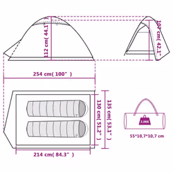 vidaXL Camping Tent 4 Persons Portable Outdoor Hiking Dome Tent Waterproof - blue, 254 x 135 x 112 cm - Additional view 3