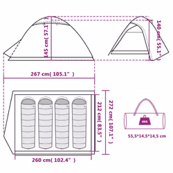 vidaXL Camping Tent 4 Persons Portable Outdoor Hiking Dome Tent Waterproof - orange, 267 x 272 x 145 cm - Additional view 3