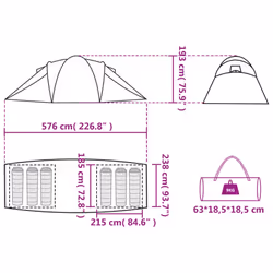 vidaXL Family Tent Dome 6-Person Camping Lightweight Tent Green Waterproof