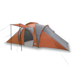 vidaXL Family Tent Dome 6-Person Camping Dome Tent Grey and Orange Waterproof