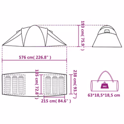 vidaXL Family Tent Dome 6-Person Camping Dome Tent Grey and Orange Waterproof
