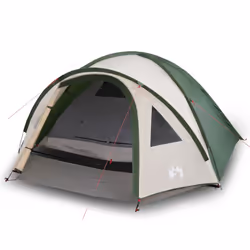vidaXL Camping Tent 4 Persons Outdoor Hiking Portable Dome Tent 185T Taffeta - green, 300 x 250 x 132 cm
