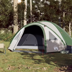 vidaXL Camping Tent 4 Persons Outdoor Hiking Portable Dome Tent 185T Taffeta - green, 300 x 250 x 132 cm