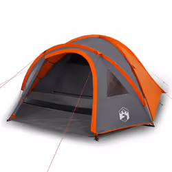 vidaXL Camping Tent 4 Persons Outdoor Hiking Portable Dome Tent 185T Taffeta - orange, 300 x 250 x 132 cm