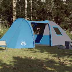 vidaXL Camping Tent 4 Persons Outdoor Hiking Portable Dome Tent 185T Taffeta - blue, 466 x 342 x 200 cm
