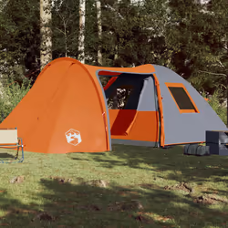 vidaXL Camping Tent 4 Persons Outdoor Hiking Portable Dome Tent 185T Taffeta - orange, 466 x 342 x 200 cm