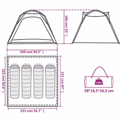 vidaXL Camping Tent 4-Person Patio Dome Tent Green Quick Release Waterproof