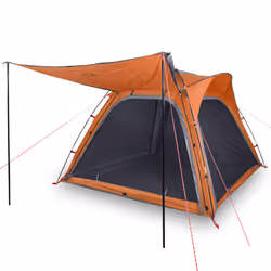 vidaXL Camping Tent 4-Person Dome Tent Grey and Orange Quick Release Waterproof