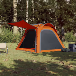 vidaXL Camping Tent 4-Person Dome Tent Grey and Orange Quick Release Waterproof