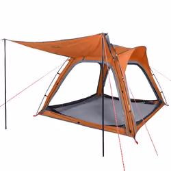 vidaXL Camping Tent 4-Person Dome Tent Grey and Orange Quick Release Waterproof - Additional view 4