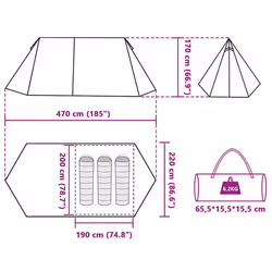 vidaXL Camping Tent 3-Person Lightweight Tent Patio Dome Tent Green Waterproof