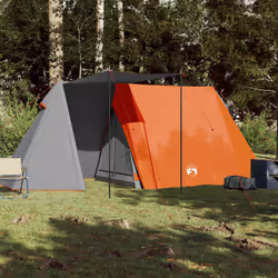 vidaXL Camping Tent 3-Person Lightweight Dome Tent Grey and Orange Waterproof