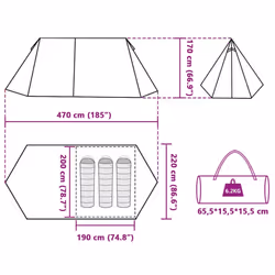 vidaXL Camping Tent 3-Person Lightweight Dome Tent Grey and Orange Waterproof