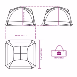 vidaXL Party Tent Garden Party Gazebo Patio Canopy Marquee White Waterproof - Additional view 9