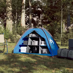 vidaXL Storage Tent Bicycle Shed Bike Tent 9 Compartments Blue 185T Taffeta