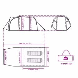vidaXL Camping Tent Tunnel 2-Person Lightweight Dome Tent Green Waterproof