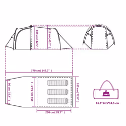 vidaXL Camping Tent Tunnel 3-Person Lightweight Dome Tent Green Waterproof