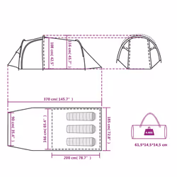 vidaXL Camping Tent Portable Outdoor Hiking Dome Tent Blackout Fabric Waterproof - orange, 3-person - Additional view 3