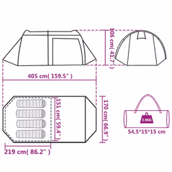 vidaXL Camping Tent Tunnel 4-Person Lightweight Dome Tent Orange Waterproof - Additional view 3