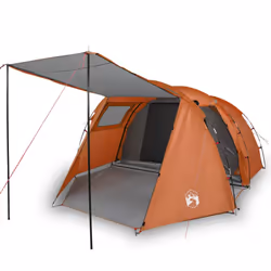 vidaXL Camping Tent Tunnel 4-Person Lightweight Tent Grey & Orange Waterproof