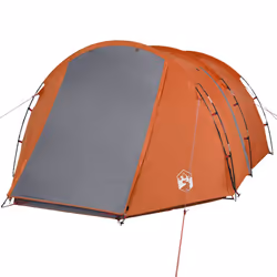 vidaXL Camping Tent Tunnel 4-Person Lightweight Tent Grey & Orange Waterproof - Additional view 4
