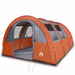 vidaXL Camping Tent Tunnel 4-Person Lightweight Tent Grey & Orange Waterproof