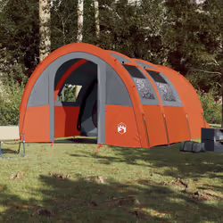 vidaXL Camping Tent Tunnel 4-Person Lightweight Tent Grey & Orange Waterproof