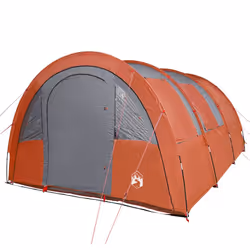 vidaXL Camping Tent Tunnel 4-Person Lightweight Tent Grey & Orange Waterproof - Additional view 4